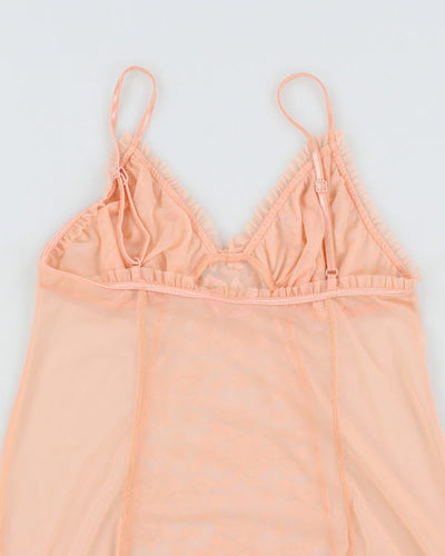 Y2K 00s La Vie En Rose Mesh Slip Dress - M