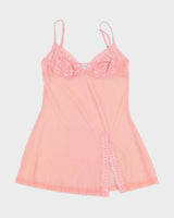 Y2K 00s La Senza Pink Mesh Slip - S