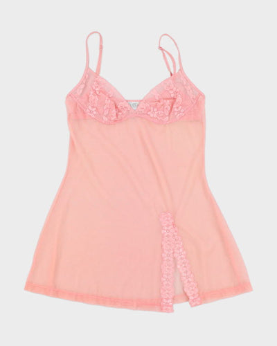 Y2K 00s La Senza Pink Mesh Slip - S