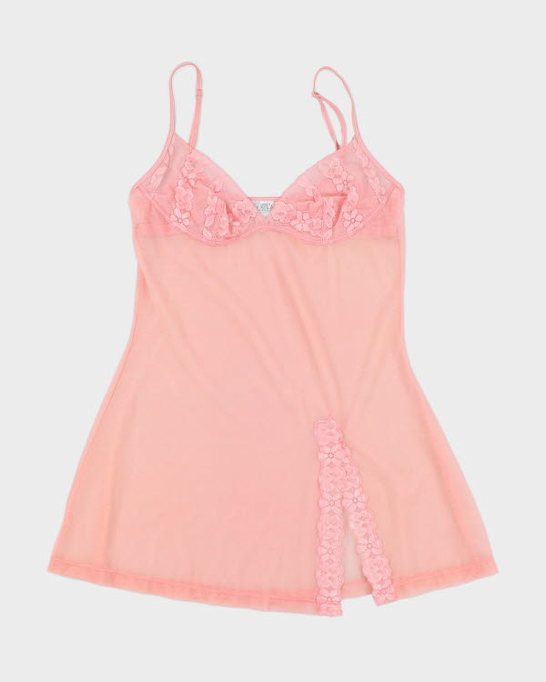 Y2K 00s La Senza Pink Mesh Slip - S