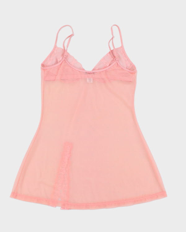 Y2K 00s La Senza Pink Mesh Slip - S