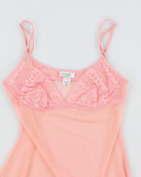 Y2K 00s La Senza Pink Mesh Slip - S