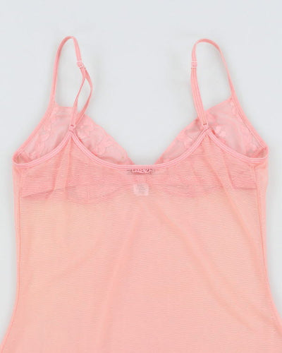 Y2K 00s La Senza Pink Mesh Slip - S