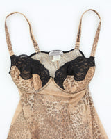 Y2k 00s Papillion Blanc Leopard Print Mesh Dress - L
