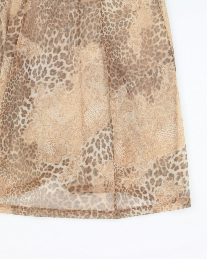 Y2k 00s Papillion Blanc Leopard Print Mesh Dress - L