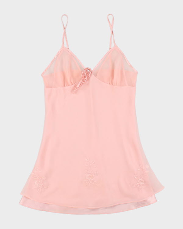 Vintage 90s Silk &amp; Satin Pink Slip Dress - M