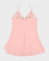 Vintage 90s Silk &amp; Satin Pink Slip Dress - M
