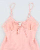 Vintage 90s Silk &amp; Satin Pink Slip Dress - M