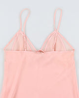 Vintage 90s Silk &amp; Satin Pink Slip Dress - M