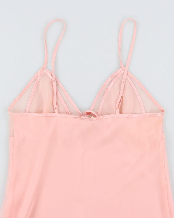 Vintage 90s Silk &amp; Satin Pink Slip Dress - M