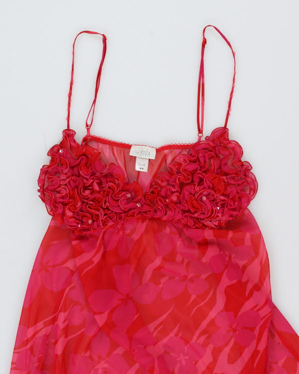 Y2k 00s La Senza Floral Mesh Slip - M