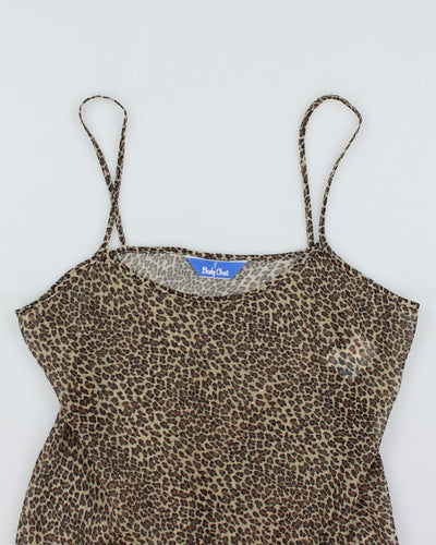 Y2k 00s Body Chat Leopard Mesh Slip Dress - L