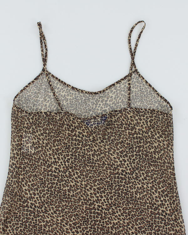 Y2k 00s Body Chat Leopard Mesh Slip Dress - L