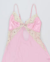 Y2k 00s Short Stories Pink Mesh Sequin Slip Dress - M