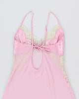 Y2k 00s Short Stories Pink Mesh Sequin Slip Dress - M