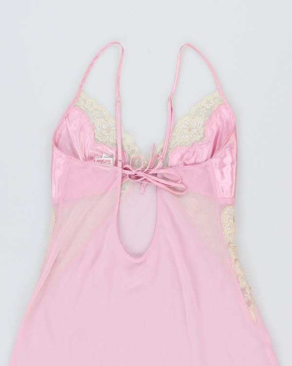 Y2k 00s Short Stories Pink Mesh Sequin Slip Dress - M
