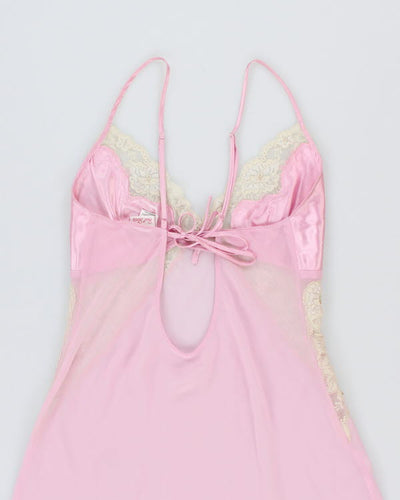 Y2k 00s Short Stories Pink Mesh Sequin Slip Dress - M