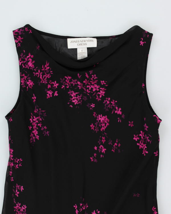 VIntage 90s Jones New York Floral Cowl Neck Dress - S