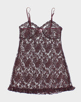 Y2k 00s La Vie En Rose Purple Lace Slip Dress - M