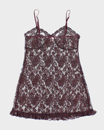 Y2k 00s La Vie En Rose Purple Lace Slip Dress - M