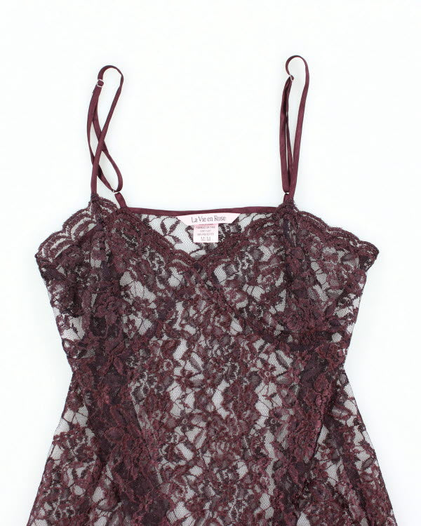 Y2k 00s La Vie En Rose Purple Lace Slip Dress - M