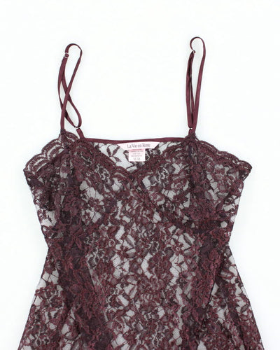 Y2k 00s La Vie En Rose Purple Lace Slip Dress - M