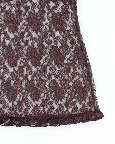 Y2k 00s La Vie En Rose Purple Lace Slip Dress - M