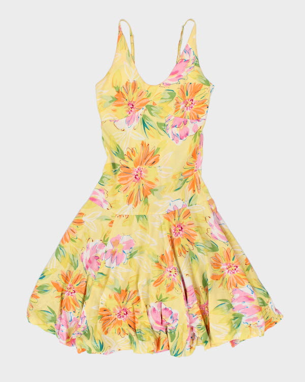 Y2k 00s Chair Yellow Floral Bubble Dress - S