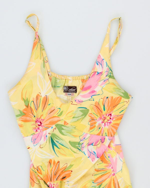 Y2k 00s Chair Yellow Floral Bubble Dress - S