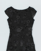 Y2k 00s Smartset Black Floral Dress - S