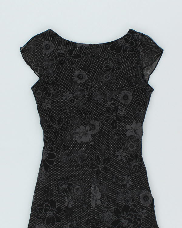 Y2k 00s Smartset Black Floral Dress - S