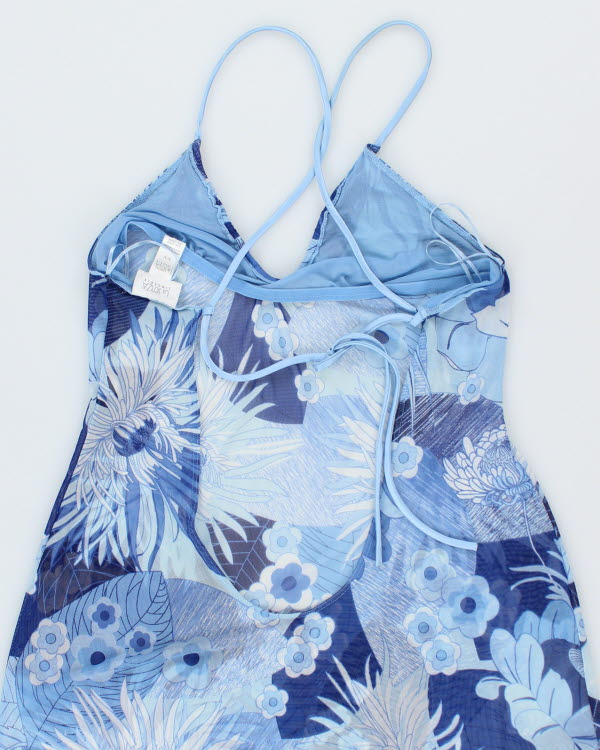 Y2k 00s LA Senza Mesh Floral Backless Dress - M