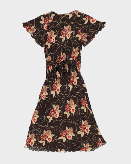 Vintage 90s Nougat Silk Floral Dress - M
