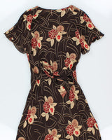 Vintage 90s Nougat Silk Floral Dress - M