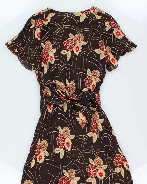 Vintage 90s Nougat Silk Floral Dress - M