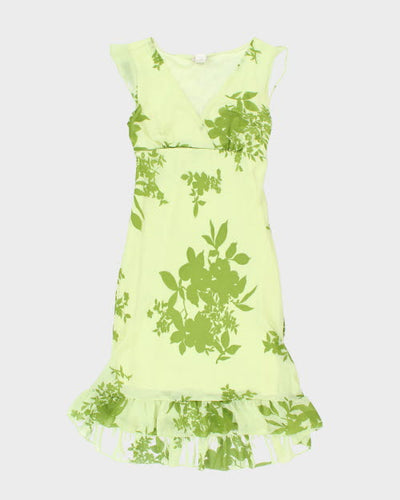 Y2k 00s Janette Floral Green Dress - L
