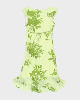 Y2k 00s Janette Floral Green Dress - L