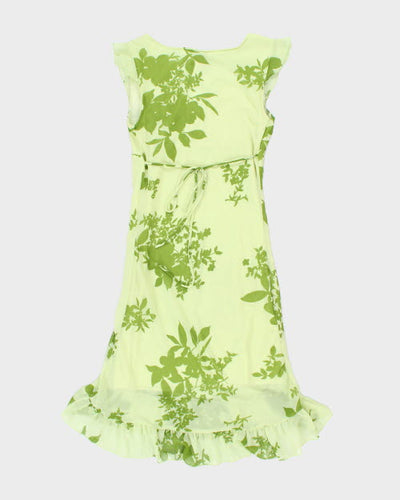 Y2k 00s Janette Floral Green Dress - L