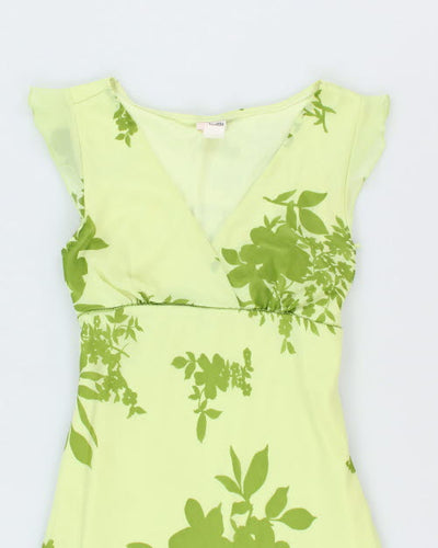 Y2k 00s Janette Floral Green Dress - L
