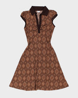 Y2k 00s Suzy Pattern Brown Dress - XS