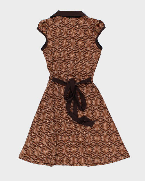 Y2k 00s Suzy Pattern Brown Dress - XS