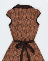Y2k 00s Suzy Pattern Brown Dress - XS