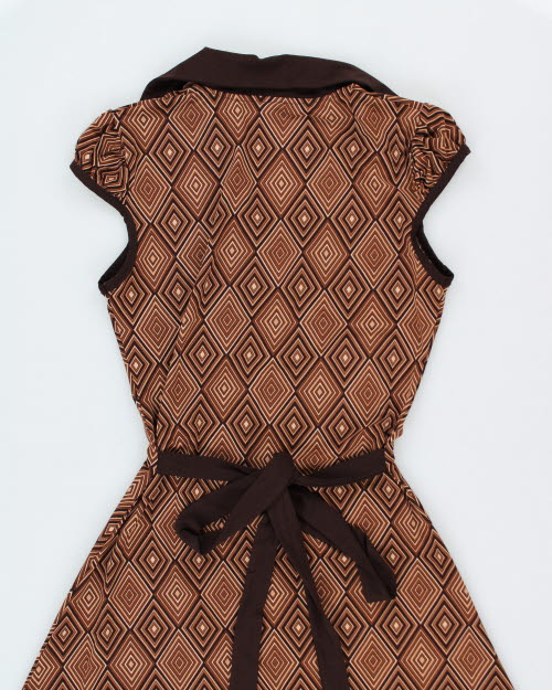 Y2k 00s Suzy Pattern Brown Dress - XS