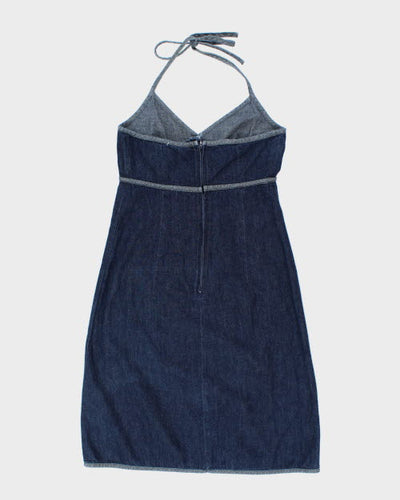 Y2k 00s Denim Halter Dress - S