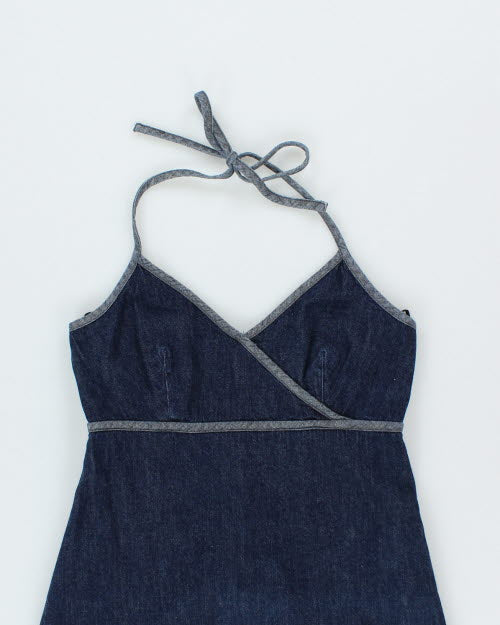 Y2k 00s Denim Halter Dress - S