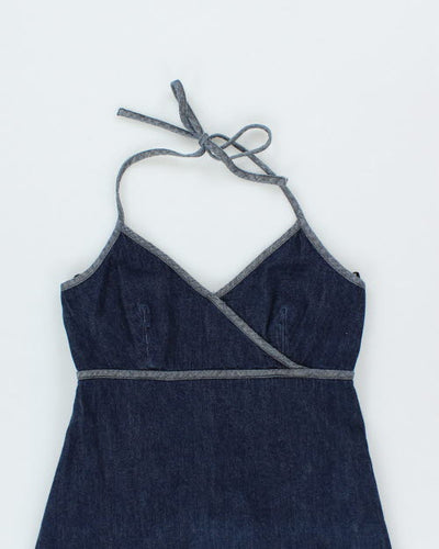 Y2k 00s Denim Halter Dress - S