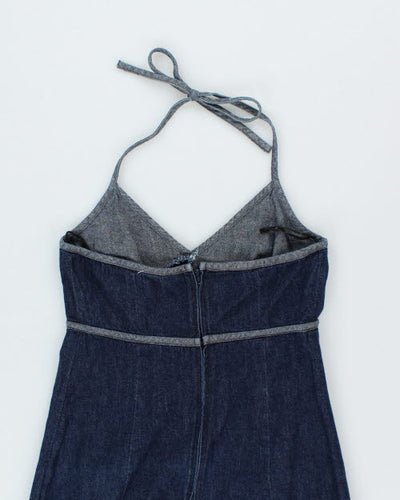 Y2k 00s Denim Halter Dress - S