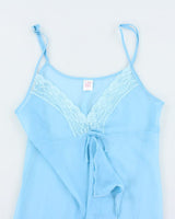 Y2k 00s Lver Mesh Slip Dress - L
