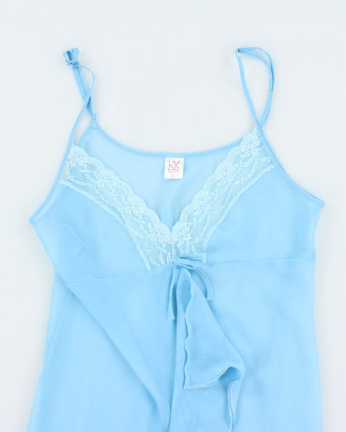 Y2k 00s Lver Mesh Slip Dress - L