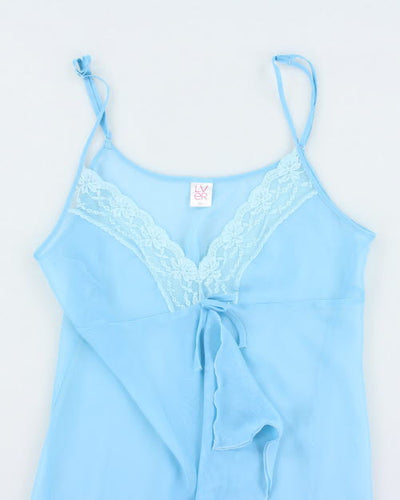 Y2k 00s Lver Mesh Slip Dress - L